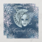 冬の不思議な仮面舞踏会パーティーのご招待 招待状 (正面/裏面)