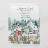冬の不思議な家々がクリスマスを彩る 招待状 (正面/裏面)
