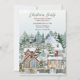 冬の不思議な家々がクリスマスを彩る 招待状