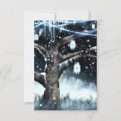冬の不思議な木のライトと瓶の返信 出欠カード (裏面)