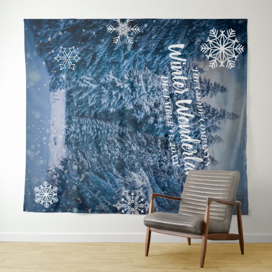 冬の不思議な雪の木  | パーティーの背景 タペストリー (インサイチュ(横))