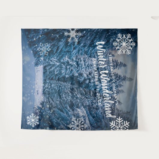 冬の不思議な雪の木  | パーティーの背景 タペストリー (正面(横))