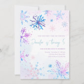 冬の不思議な雪の結晶の女の子のお誕生日 招待状 (正面)