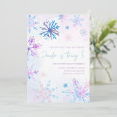 冬の不思議な雪の結晶の女の子のお誕生日 招待状 (スタンド正面)