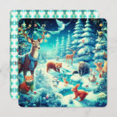 冬の不思議の国で森のクリッター シーズンカード (正面/裏面)