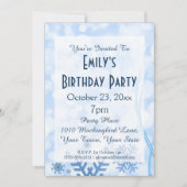 冬の不思議の国によって凍っていられている霜状氷の誕生会 招待状 (正面)