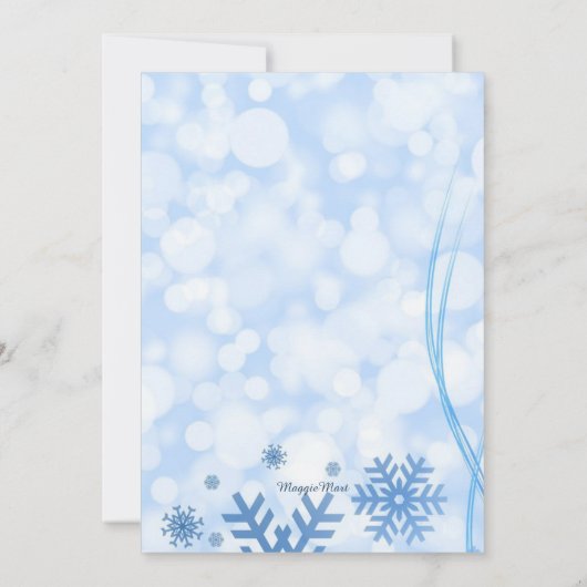 冬の不思議の国によって凍っていられている霜状氷の誕生会 招待状 (裏面)