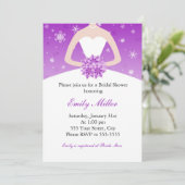 冬の不思議の国のブライダルシャワーの紫色の招待状 招待状 (スタンド正面)