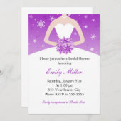 冬の不思議の国のブライダルシャワーの紫色の招待状 招待状 (正面/裏面)