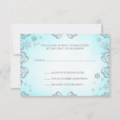 冬の不思議の国の渦巻の雪片RSVPカード 出欠カード (裏面)