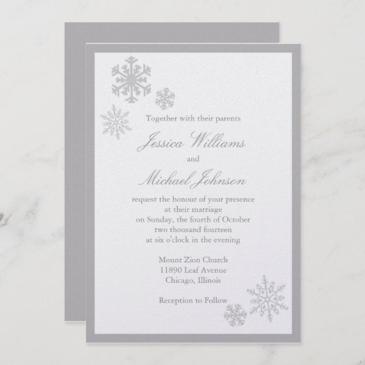 冬の不思議の国の結婚式 招待状 (正面/裏面)