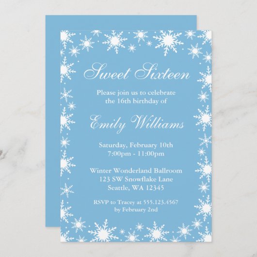 冬の不思議の国の菓子16の誕生会 招待状 (正面/裏面)