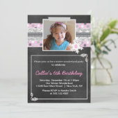 冬の不思議の国の誕生日のパーティの招待状のピンク 招待状 (スタンド正面)