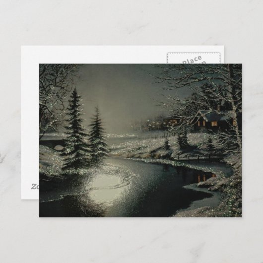 冬の不思議の国の郵便はがき ポストカード (正面/裏面)