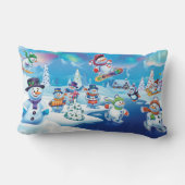 冬の不思議の国の雪だるまのクッション ランバークッション (裏面)