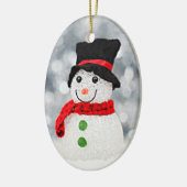 冬の不思議の国の雪だるま セラミックオーナメント (左)