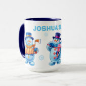 冬の不思議の国の雪の人々のマグの名前をカスタムする マグカップ (正面左)