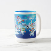 冬の不思議の国の雪の人々場面マグ ツートーンマグカップ (正面右)