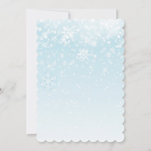 冬の不思議の国の雪片の警官の子供の誕生日 招待状 (裏面)