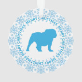 冬の不思議の国の青及び白い雪片犬の品種 オーナメント (裏面)