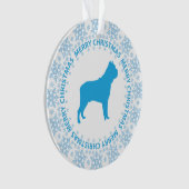 冬の不思議の国の青及び白い雪片犬の品種 オーナメント (正面)