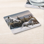 冬の不思議の国 スクエアペーパーコースター (アングル)