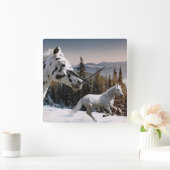 冬の不思議の国 スクエア壁時計 (ホーム)