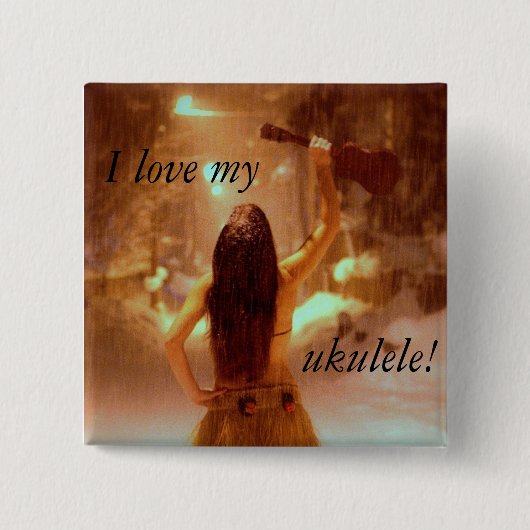 冬の不思議の国、私は私をのウクレレ愛します! 缶バッジ (正面)