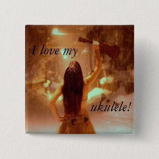 冬の不思議の国、私は私をのウクレレ愛します! 缶バッジ