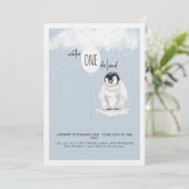 冬の不思議の国 1歳の青い誕生日パーティー 招待状 (スタンド正面)