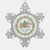 冬の不思議の森の仲間たち オーダーメイド スノーフレークピューターオーナメント (正面)