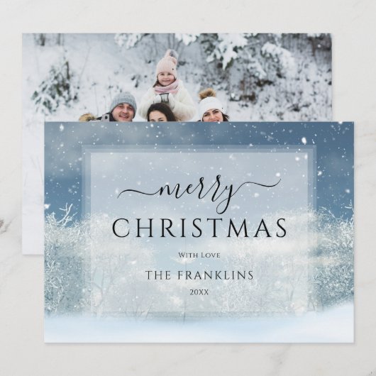 冬の不思議の森の写真クリスマス シーズンカード (正面/裏面)