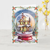 冬の世界:クリスマスの楽しみ カード (黄色い花)