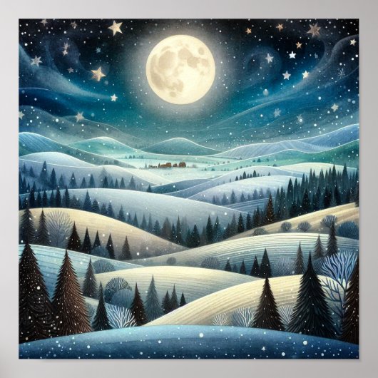 冬の丘陵 ポスター (正面)