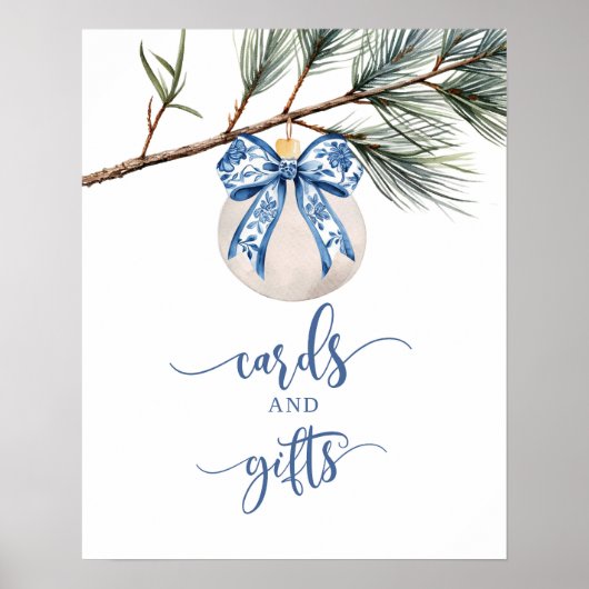 冬の中国のBowカードとギフトパーティーのサイン ポスター (正面)