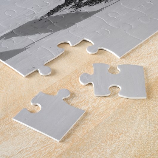 冬の中間にベンチを公園に入れるシーンファミリーおもしろい ジグソーパズル (側面)