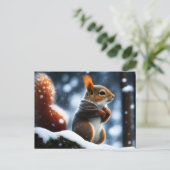 冬の丸太に眠るリス ポストカード (スタンド正面)