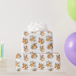 冬の乾燥オレンジのクリスマスプレゼント包装紙 ラッピングペーパー