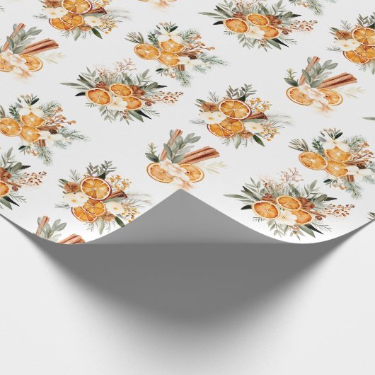 冬の乾燥オレンジのクリスマスプレゼント包装紙 ラッピングペーパー (角)