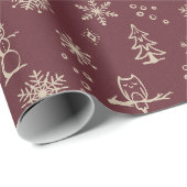 冬の事物ラッピング紙 – ワイン+鳩 ラッピングペーパー (ロールコーナー)