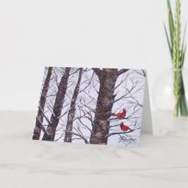 冬の二羽の赤い鳥 シーズンカード