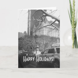 冬の交通白黒写真ホリデーカード シーズンカード