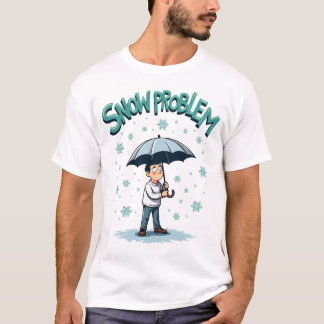 冬の人の傘の雪片の「雪問題」 Tシャツ