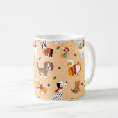 冬の仔犬のマフラー コーヒーマグカップ (正面右)