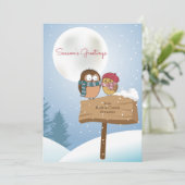 冬の仲の良い恋人同士の休日カード シーズンカード (スタンド正面)