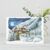 冬の企業のクリスマスホリデーサンキューカード シーズンカード (スタンド正面)