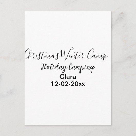 冬の休日のキャンカスタムピングの名前の日付を追加 ポストカード (正面)