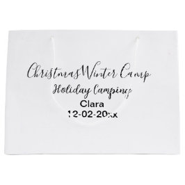 冬の休日のキャンカスタムピングの名前の日付を追加 ラージペーパーバッグ