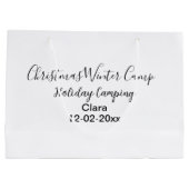 冬の休日のキャンカスタムピングの名前の日付を追加 ラージペーパーバッグ (裏面)