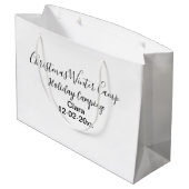 冬の休日のキャンカスタムピングの名前の日付を追加 ラージペーパーバッグ (裏面アングル)